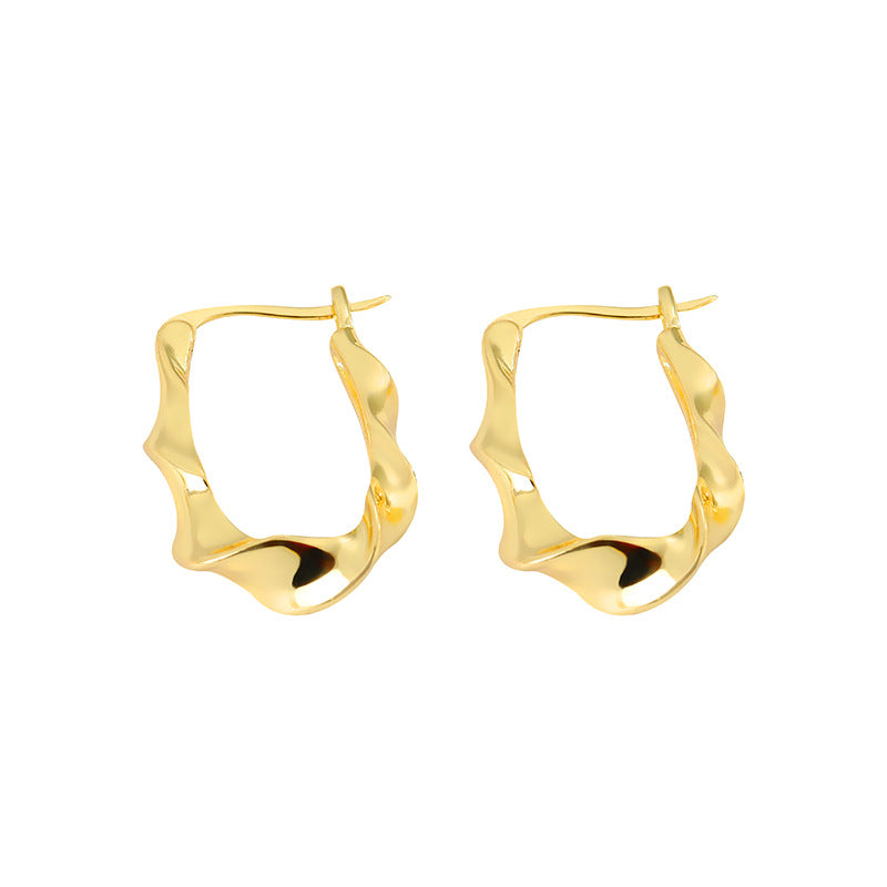 Wholesale Retro Geometric Irregular Wave Pattern Earrings