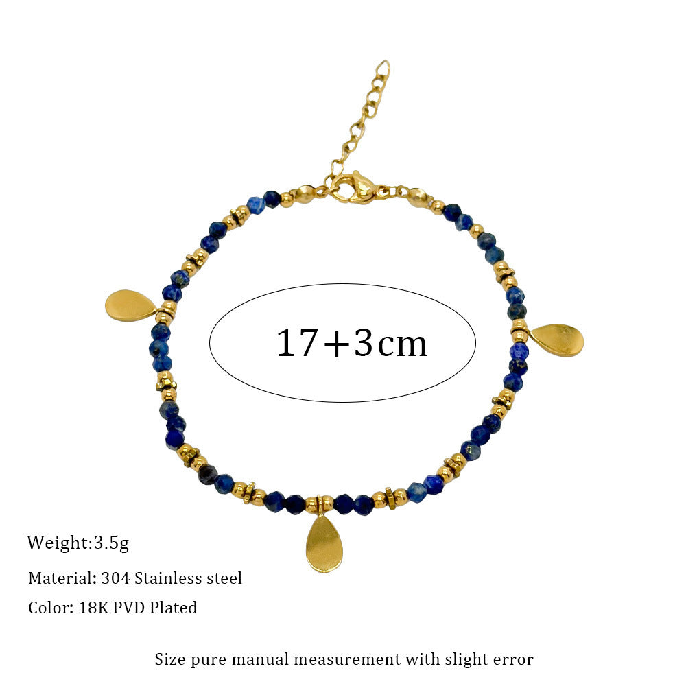 Wholesale Lapis Lazuleus Bracelet Design  Titanium Steel Bracelets Gold Plated Hand Jewelry