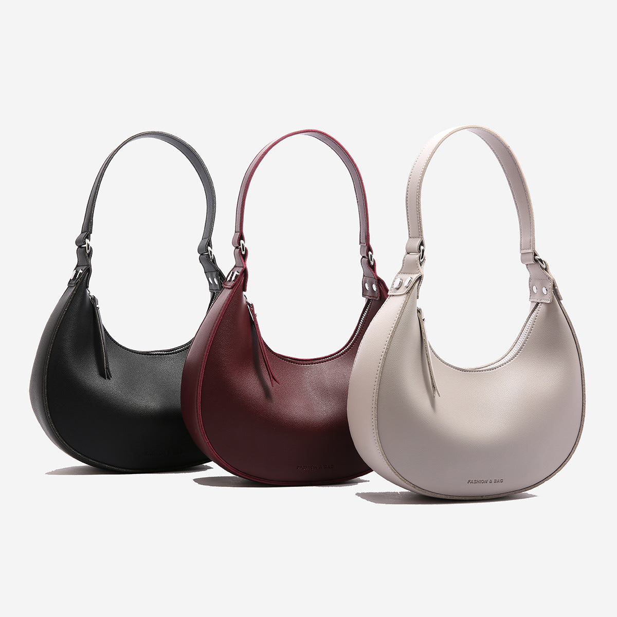 Wholesale Solid color half-moon bag, elegant, simple and trendy