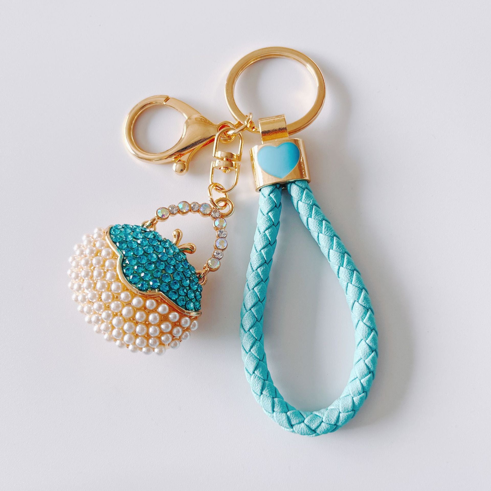 Wholesale Rhinestone Pearl Handbag Metal Keychain
