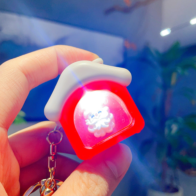 Wholesale Christmas Mini House Pendant Atmosphere Night Light PVC Keychain