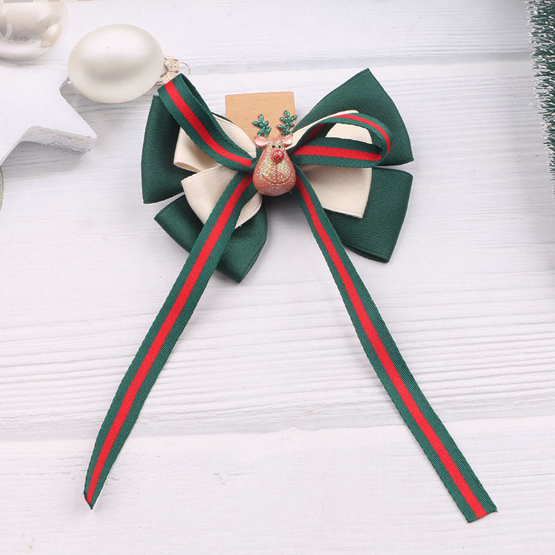 Wholesale Christmas Children's Bow Fabric Hairpins