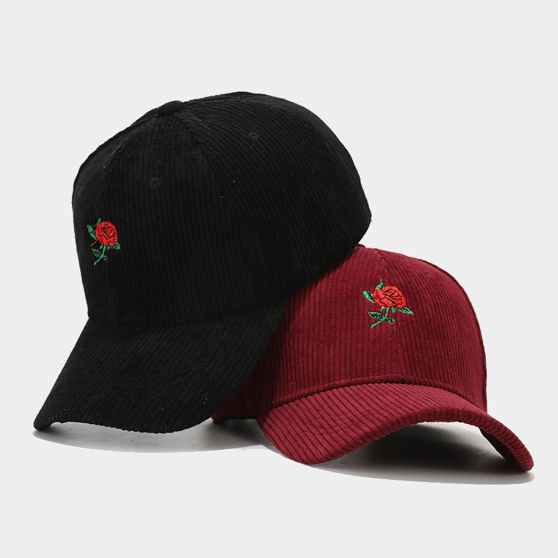 Wholesale rose embroidered baseball spring outdoor travel Sun-proof peaked cap