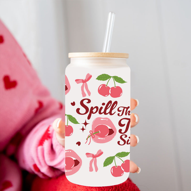 Wholesale fruit Cup  Crystal Sticker16oz Cup UV DTF Wraps 16oz Cup UV DTF Wraps