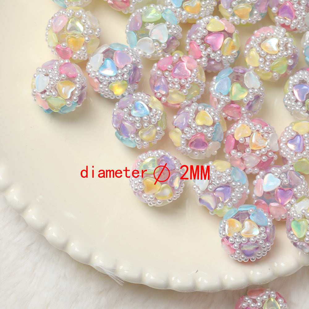 Wholesale Acrylic color high-grade heavy industry diamond love pearl beads diy handmade beaded pen necklace accessories
