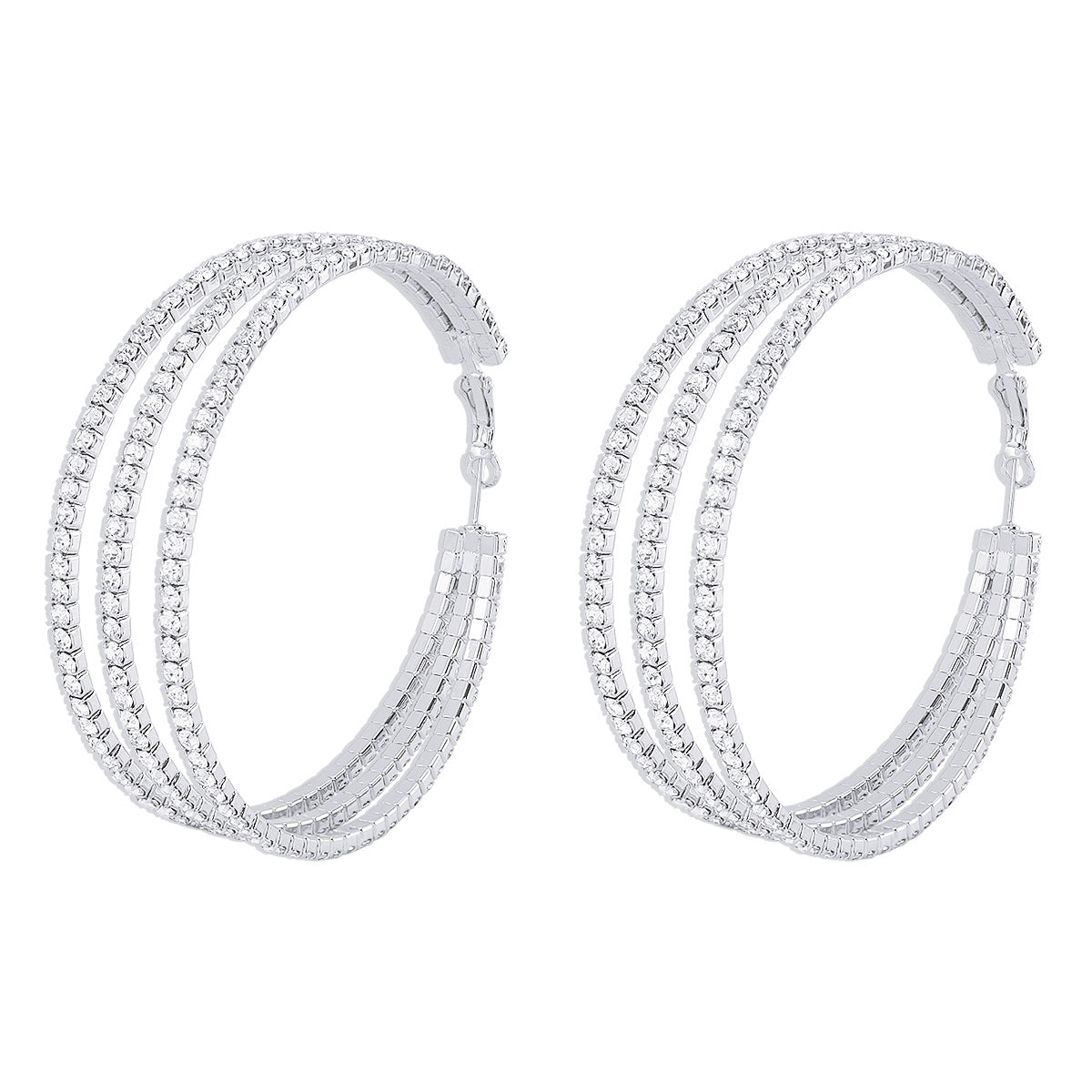 Wholesale Retro Exaggerated Multi-layered Circle Full Diamond Earrings