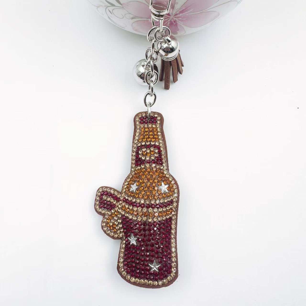 Wholesale Rhinestone Wine Bottle Keychain With Tassel Fashion Accessory For Gift Giving Boutique Resale