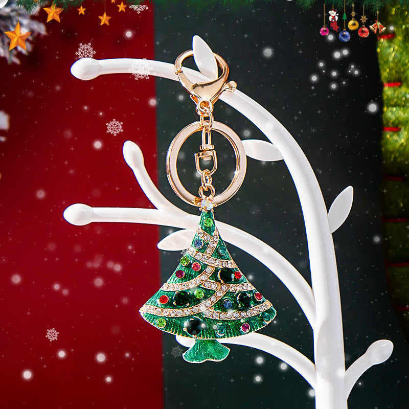 Wholesale Diamond Drip Oil Christmas Tree Zinc Alloy Keychain