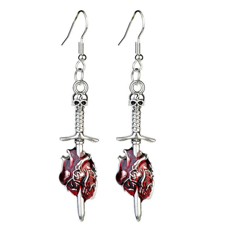 Wholesale 2 Pairs/pack Halloween Horror Blood Skull Skeleton Heart Skull Bird Earrings