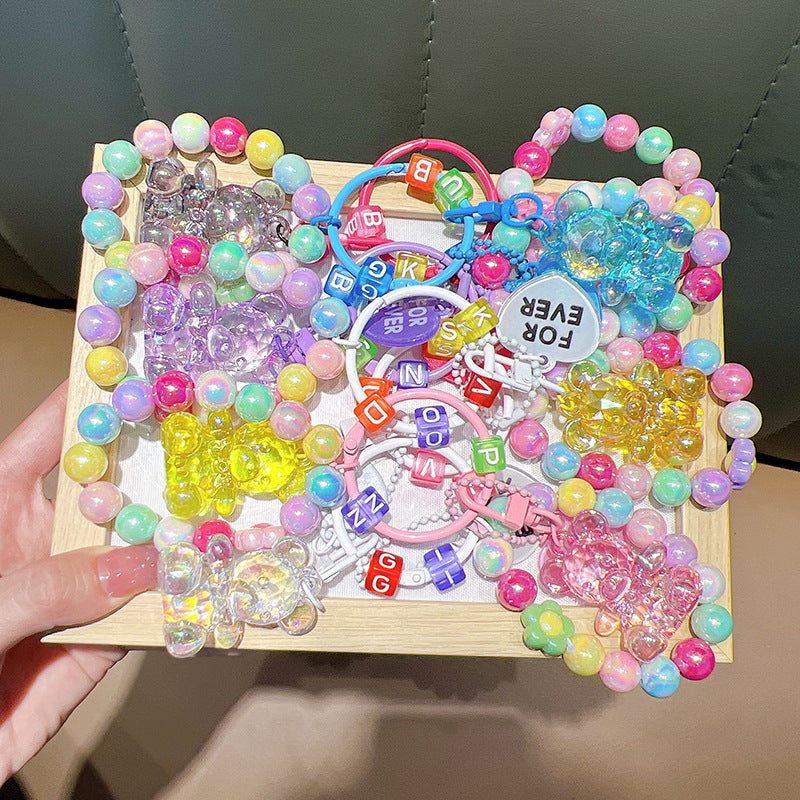 WholesaleDelicate Beaded Bear Seated Acrylic Keychain