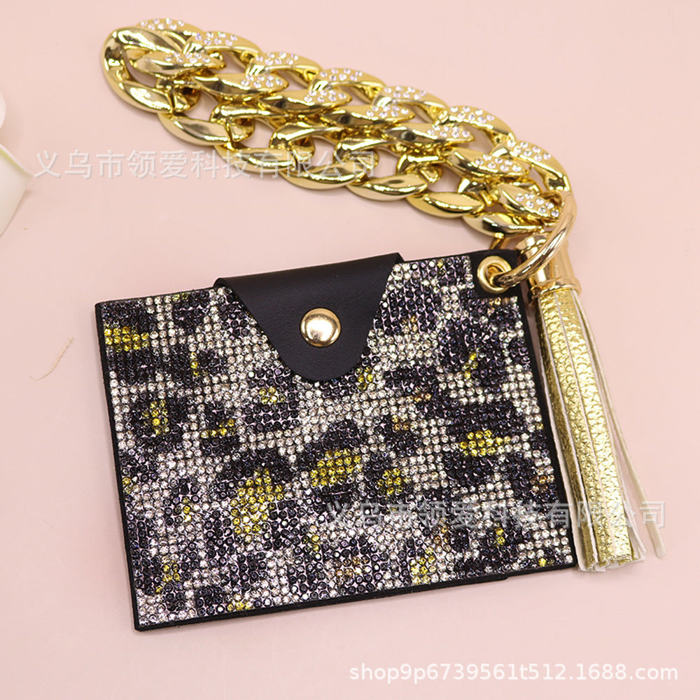 Wholesale Diamond Card Holder Acrylic Bracelet Key Ring Coin Purse ID Bag Key Chain