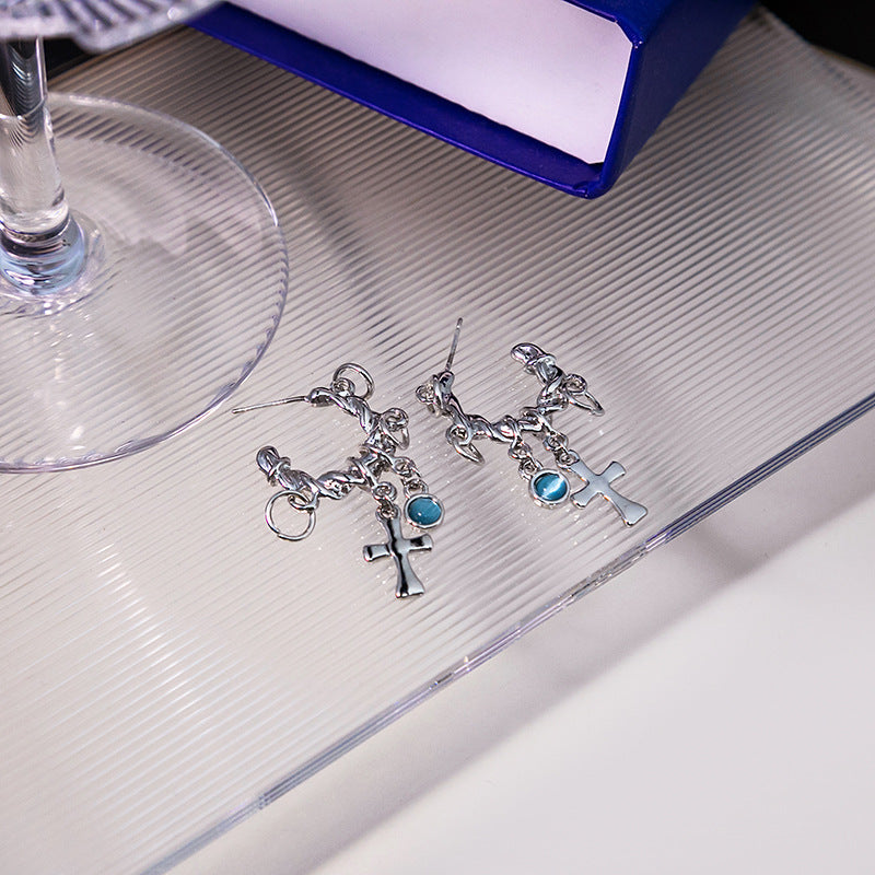 Wholesale Cross Irregular Butterfly Alloy Earrings