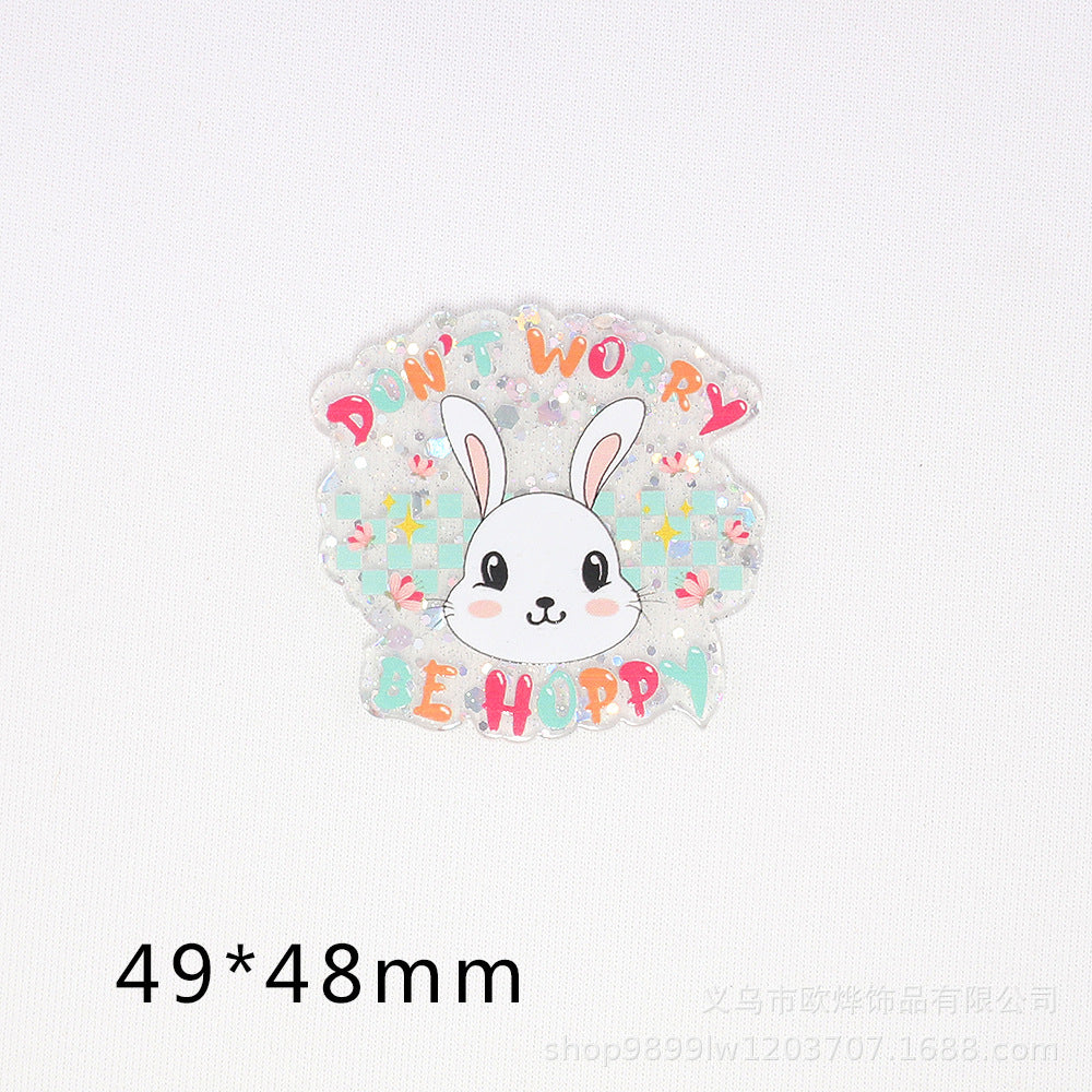 Wholesale 10pcs/pack Loose powder Easter cartoon bunny Acrylic Flatback