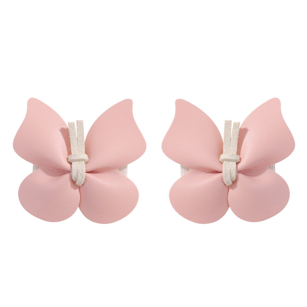 Wholesale One Pair of Children's PU Leather Butterfly Hair Clips