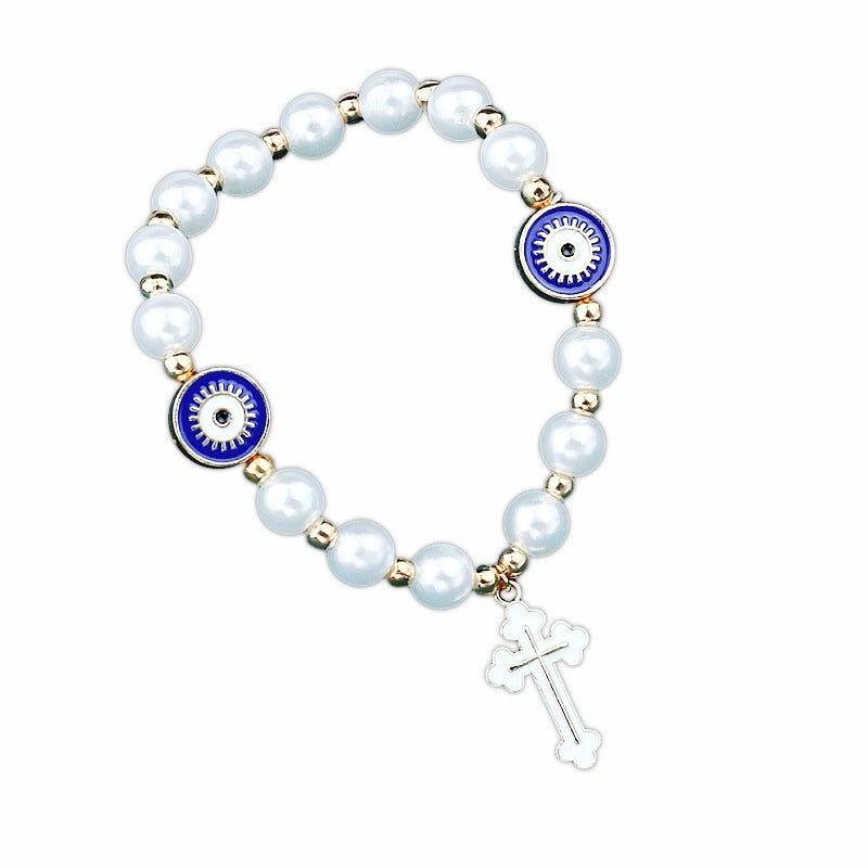 Wholesale Evil Eye Imitation Pearl Women's Prayer Bead Bracelet