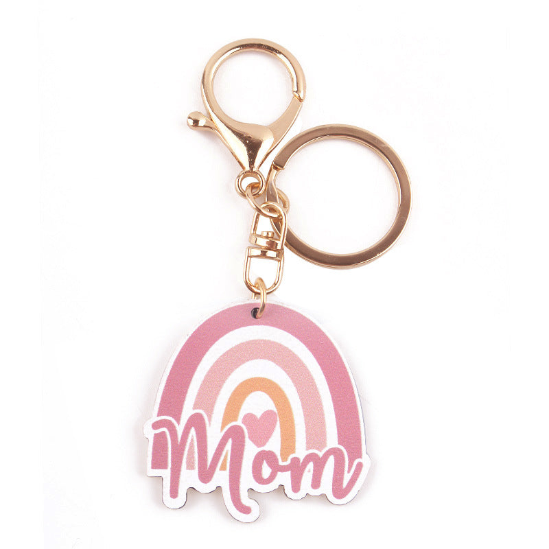 Wholesale Mother's Day Western Rainbow Wooden Keychains