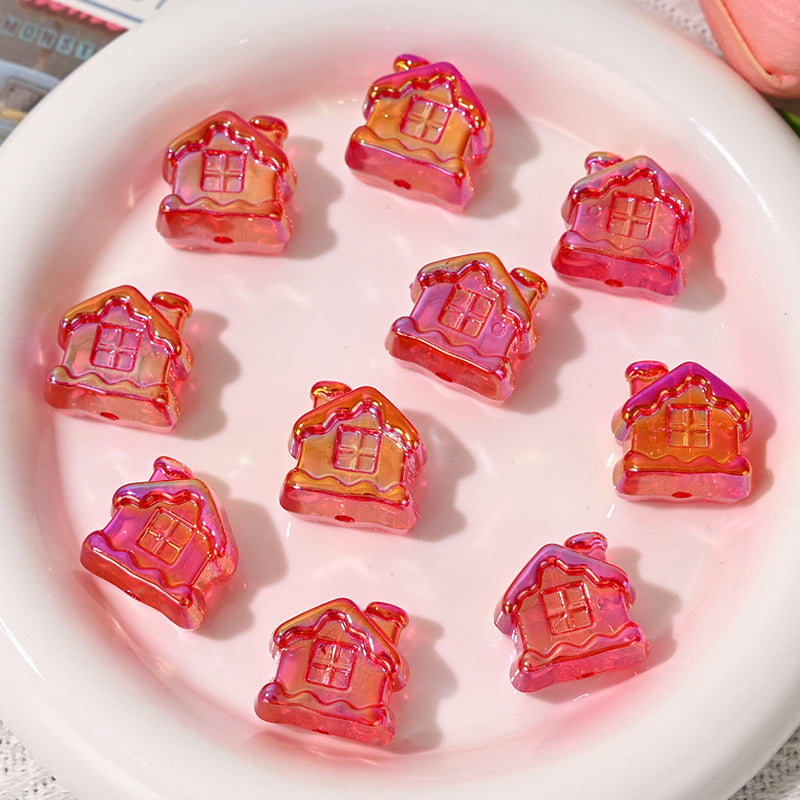 Wholesale 5pcs/pack Cartoon house straight hole beaded