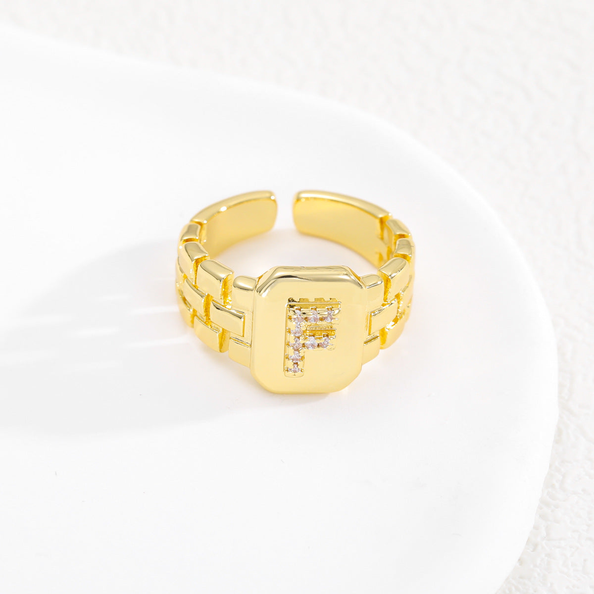 Wholesale Gold plated letter series open ring