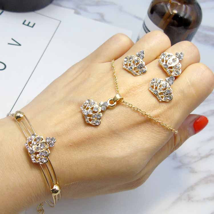 Wholesale Exquisite Crown Shaped Alloy Jewelry Set of Four Pieces