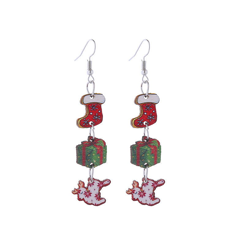 Wholesale Christmas Elk Snowflake Cute Long Drop Earrings