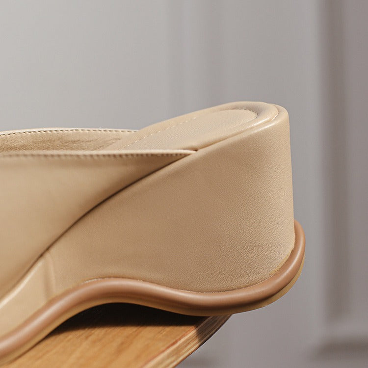 Wholesale Wedge slippers women's summer outer wear Pearl Flower muffin thick bottom women's sandals