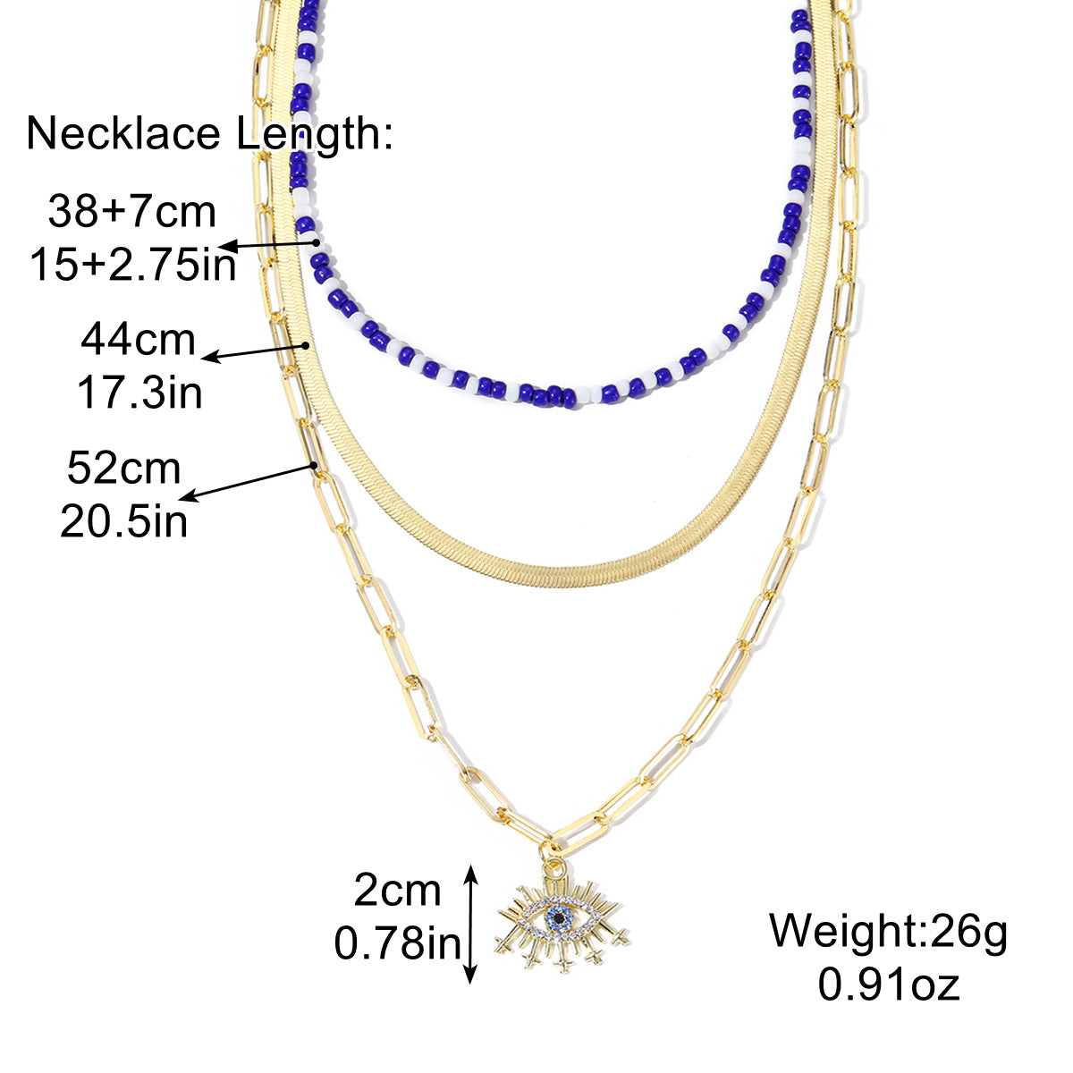 Wholesale Devil' s Eye Pendant Multi-Layer Necklace