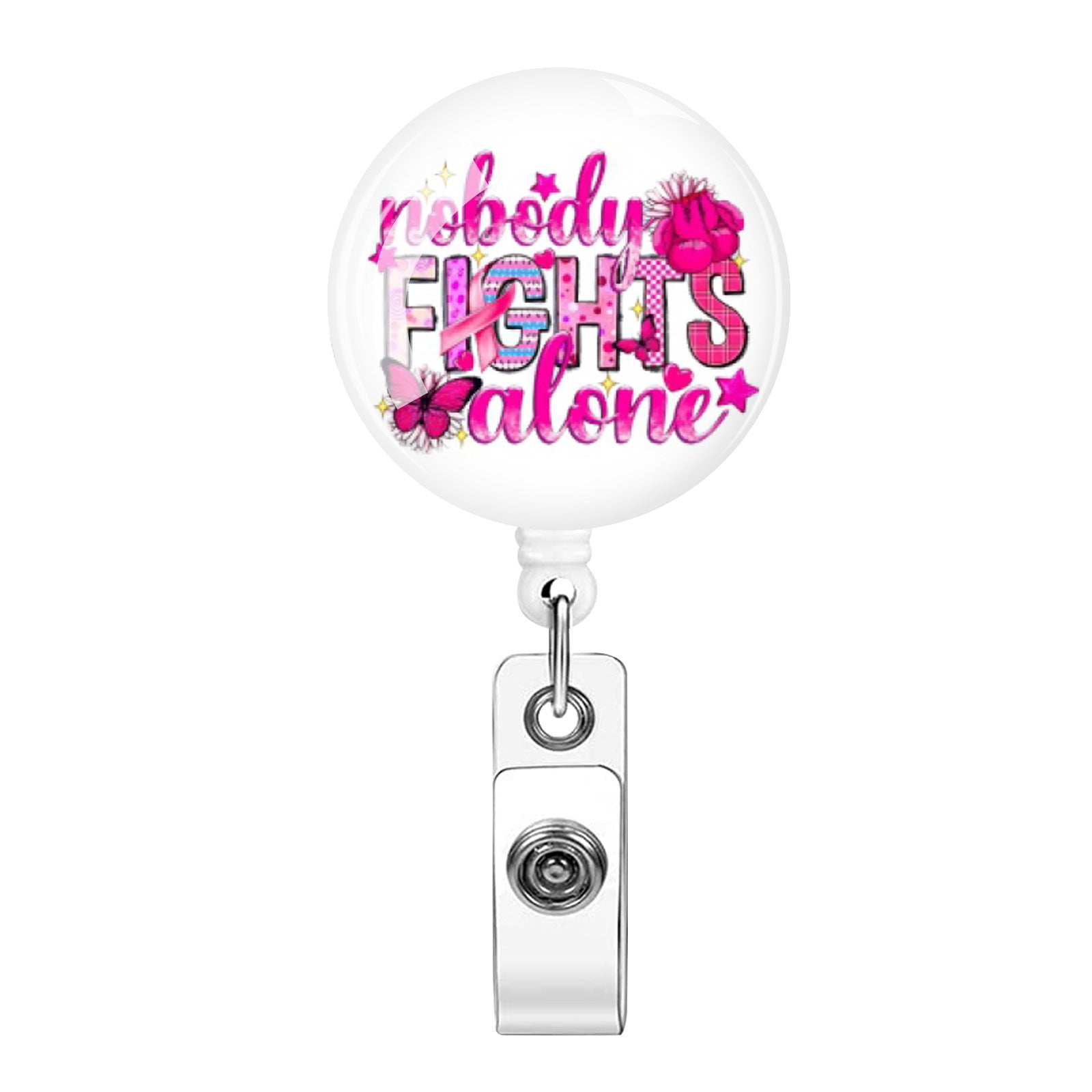 Wholesale Pink Ribbon Rainbow Retractable Keychain