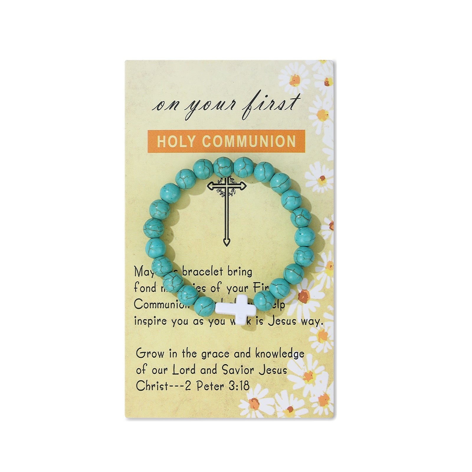 Wholesale Baptismal communion cross Volcanic Stone Bracelets