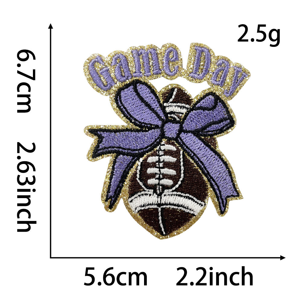 Wholesale Chic Gameday Football Embroidered Patch With Olive Ball Design Iron On DIY Fashion Accessory