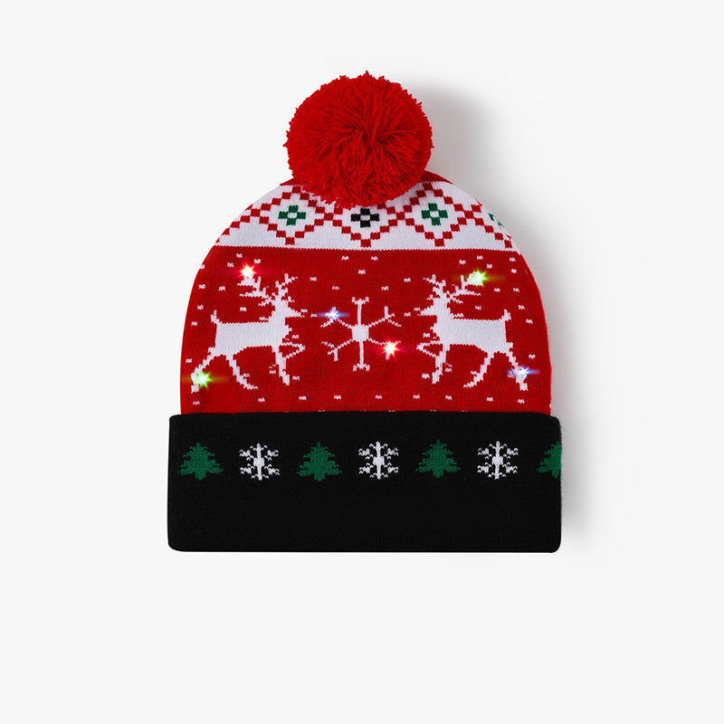 Wholesale Christmas hat luminous Christmas decoration wool hat colorful light party knitted hat