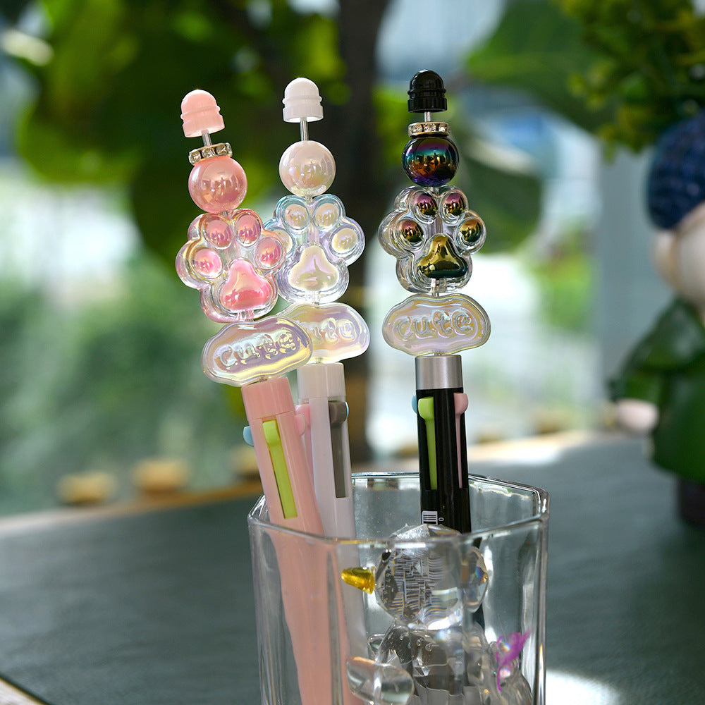Wholesale 2pcs Princess Dream Beaded Pen 4 Color Press Ballpoint Pen Creative