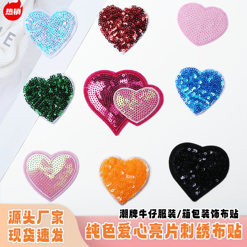 Wholesale 10pcs Multi colored love sequins cartoon embroidery DIY Patches