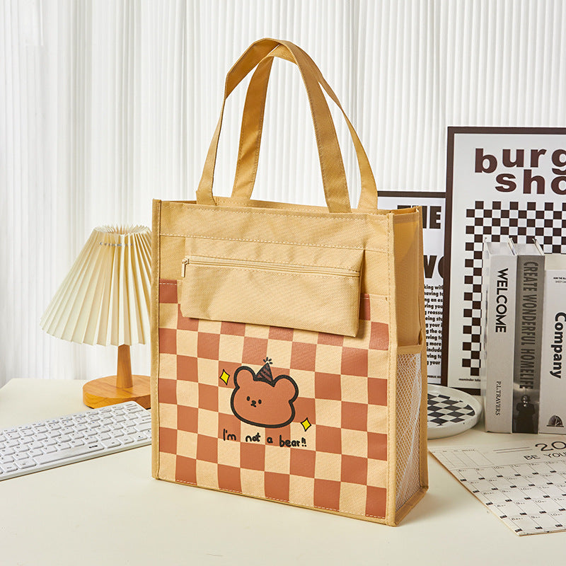 Wholesale Oxford Cloth Cartoon Checkerboard Storage File Bag