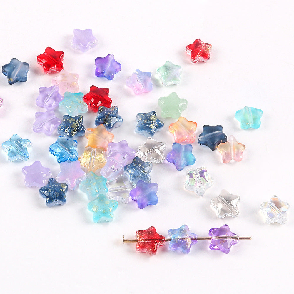 Wholesale 20pcs Color-Plated Five-Pointed Star Glass Handmade DIY Acrylic Beads