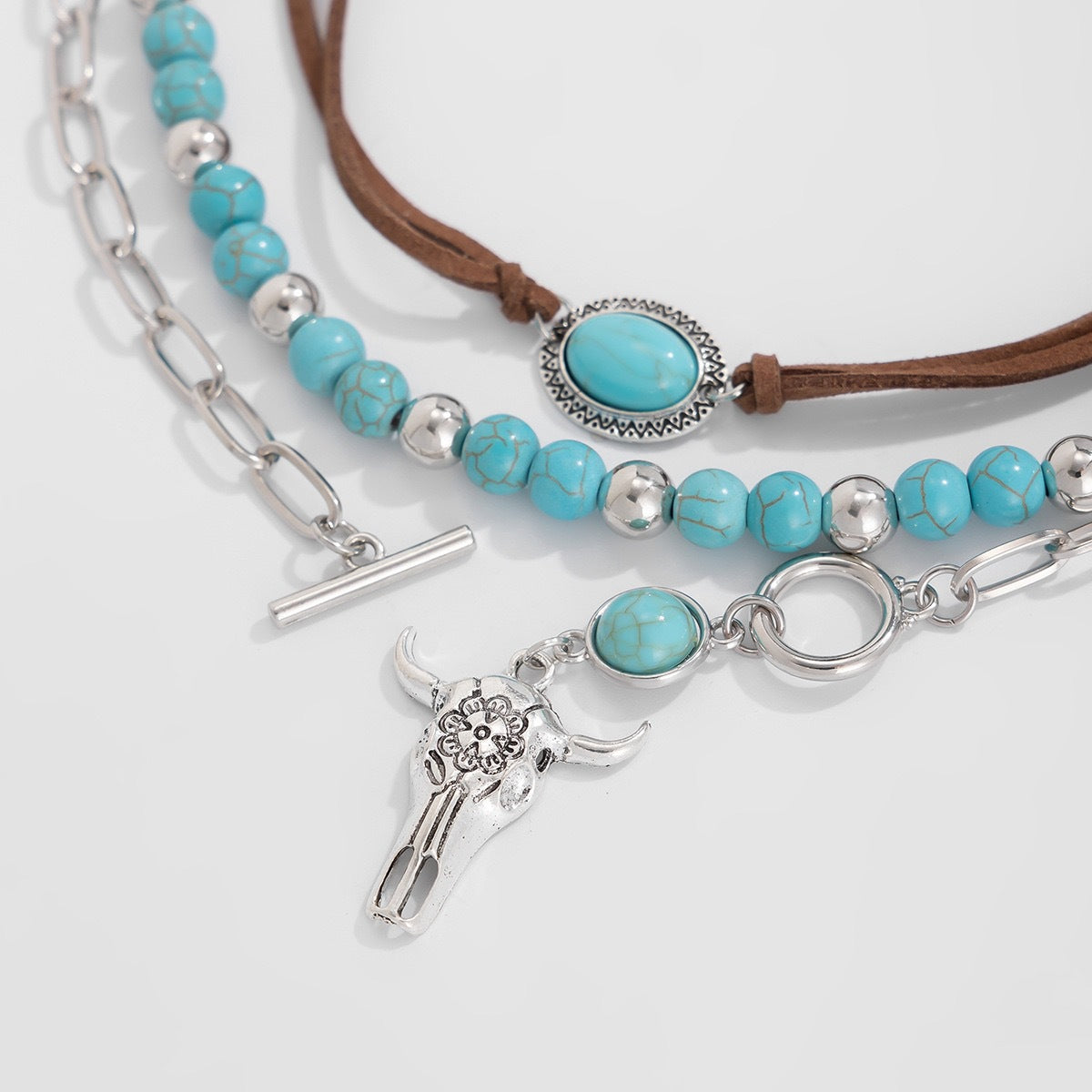 Wholesale Chain-shaped cactus bull head hat necklace