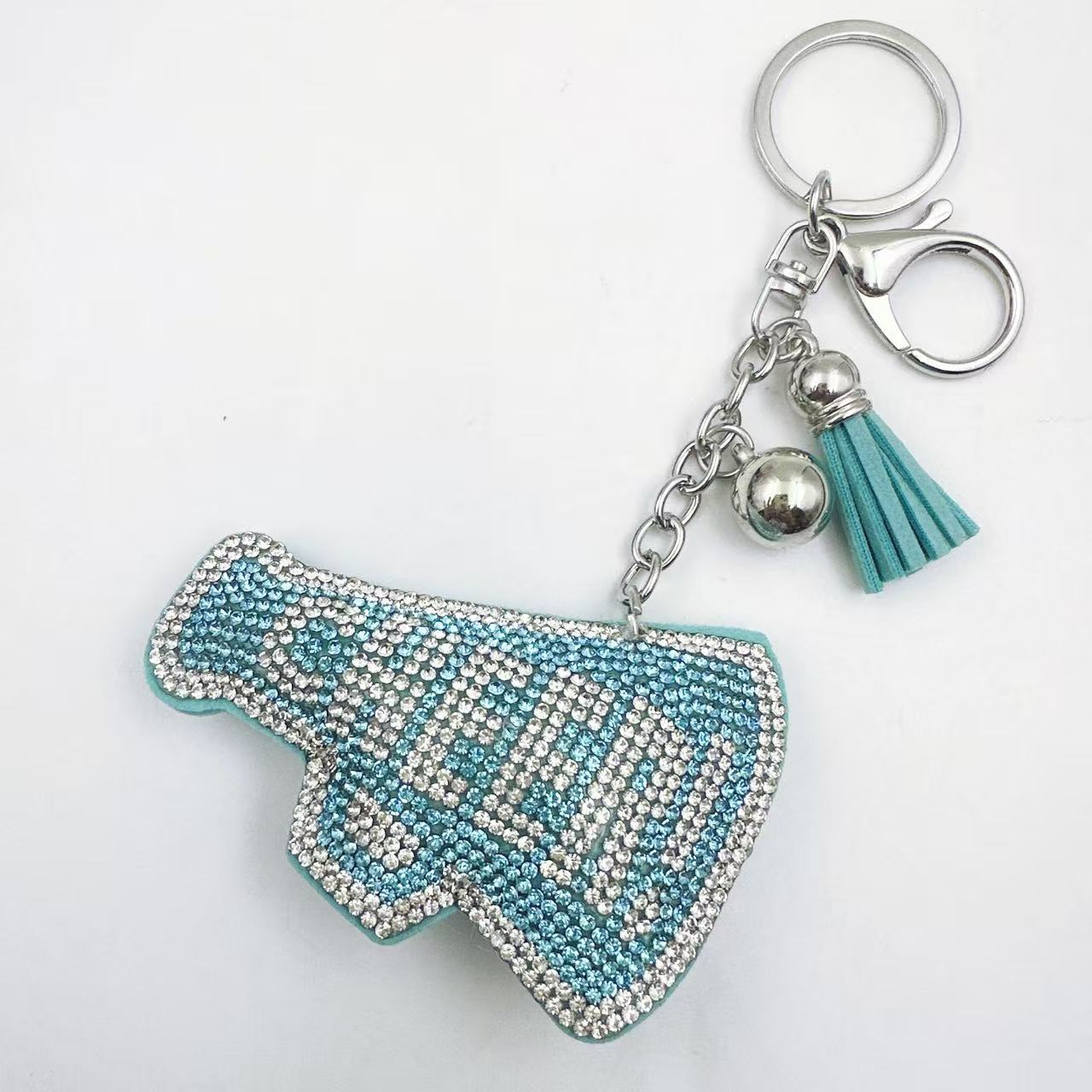 Wholesale  Velvet Hot Diamond Letter Cheer Keychain