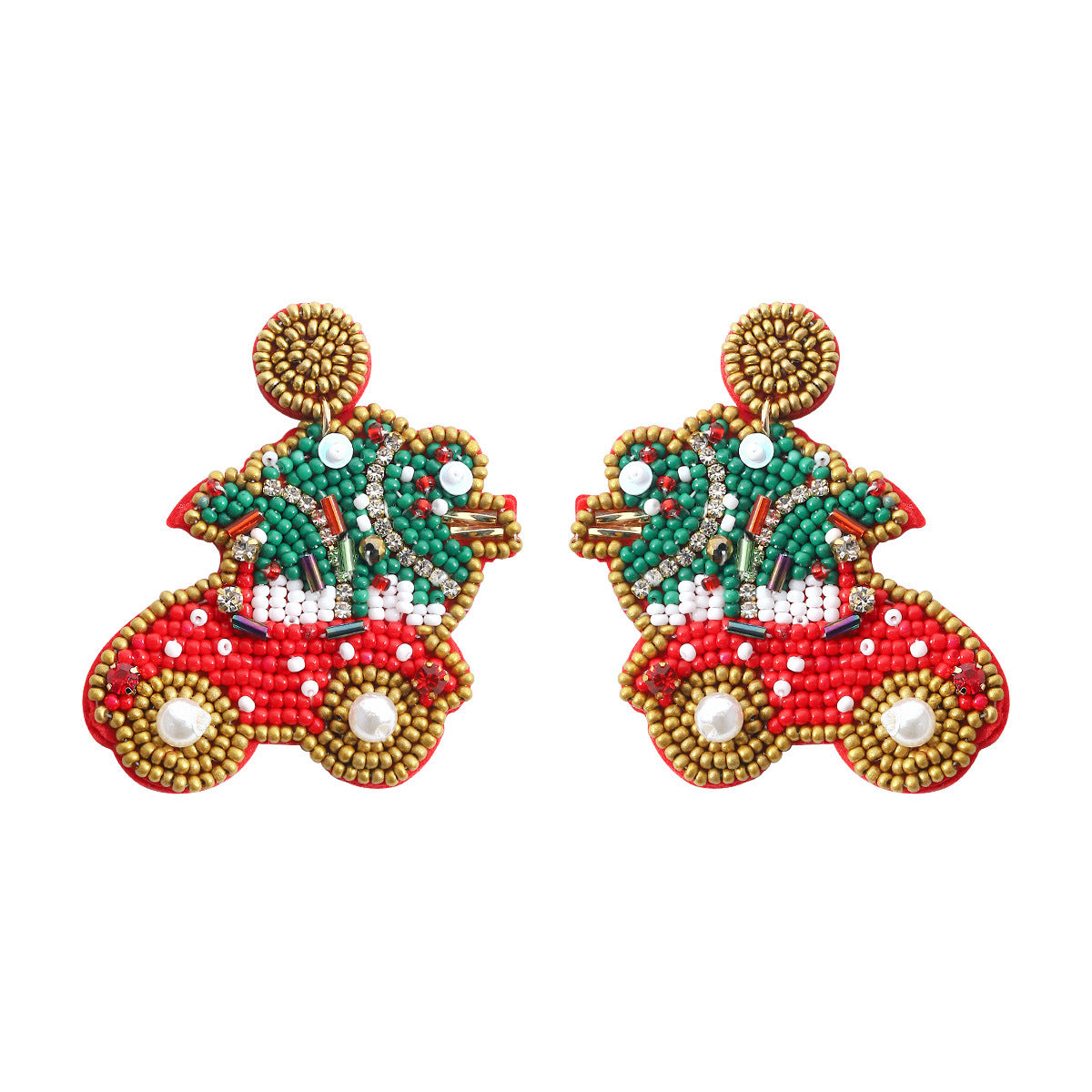 Wholesale Christmas Earrings Creative Pumpkin Hand-woven Rice Beads Pearl Earrings