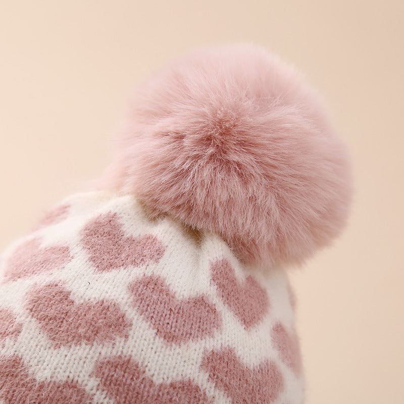 Wholesale Baby Love Knitted Hat Scarf Winter Warm Suit