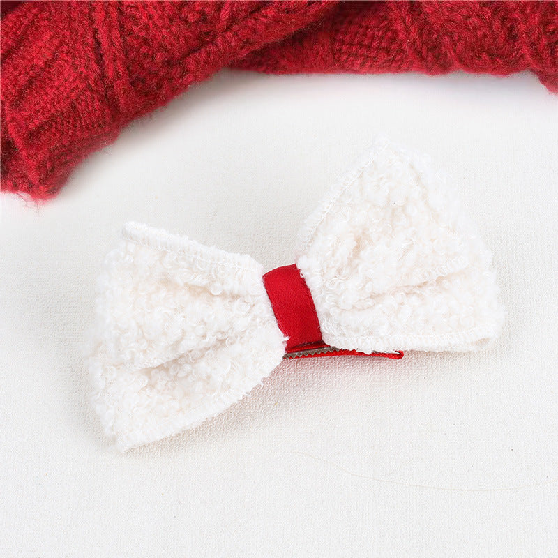 Wholesale 10pcs/pack New Year' s Big Red Vintage Houndstooth Hairpin Bow Ribbon