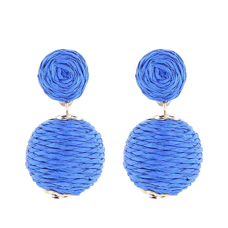 Wholesale Bohemian Handmade Wrap Ball Stud Earrings