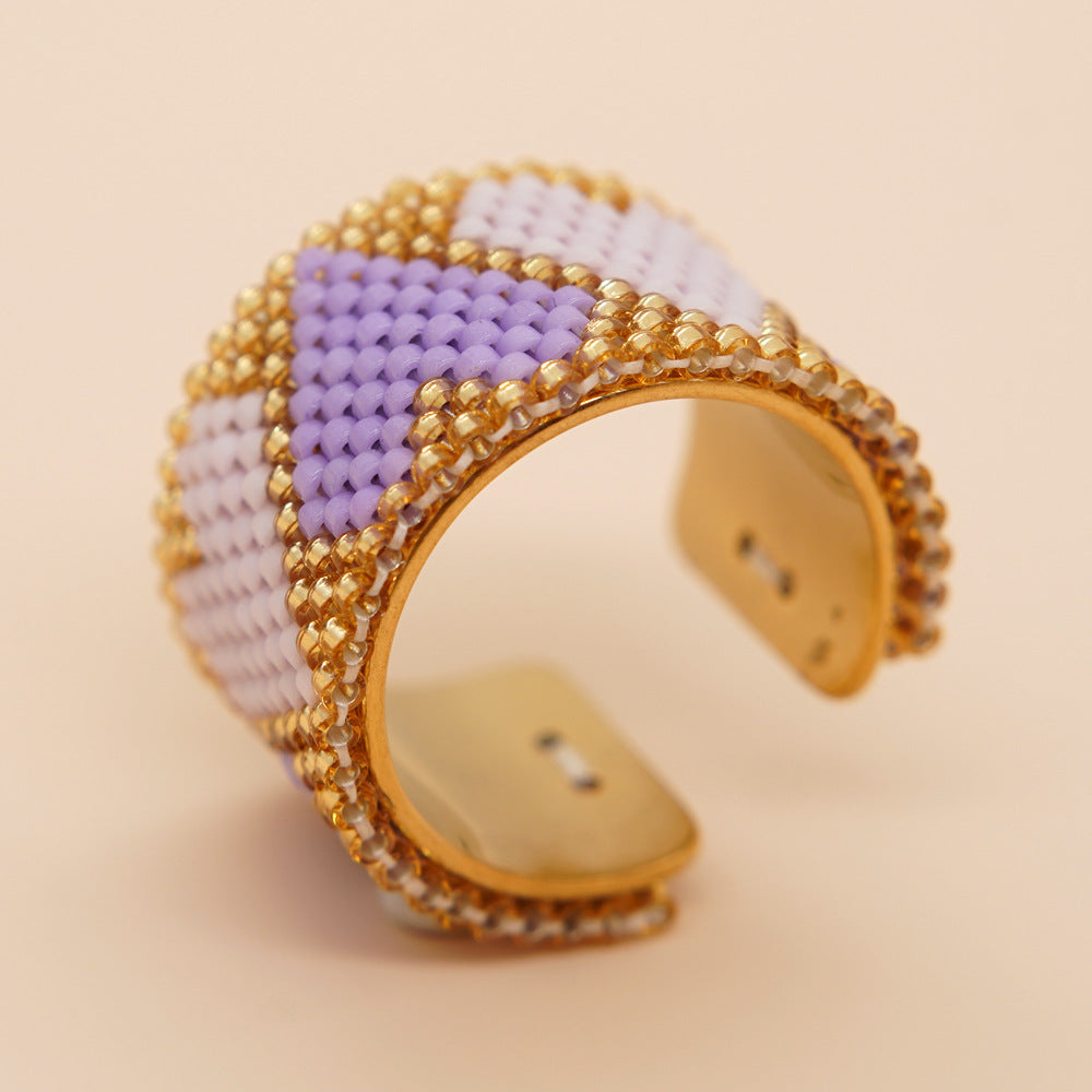 Wholesale Miyuki Rice Beads Hand Woven Stainless Steel Ring