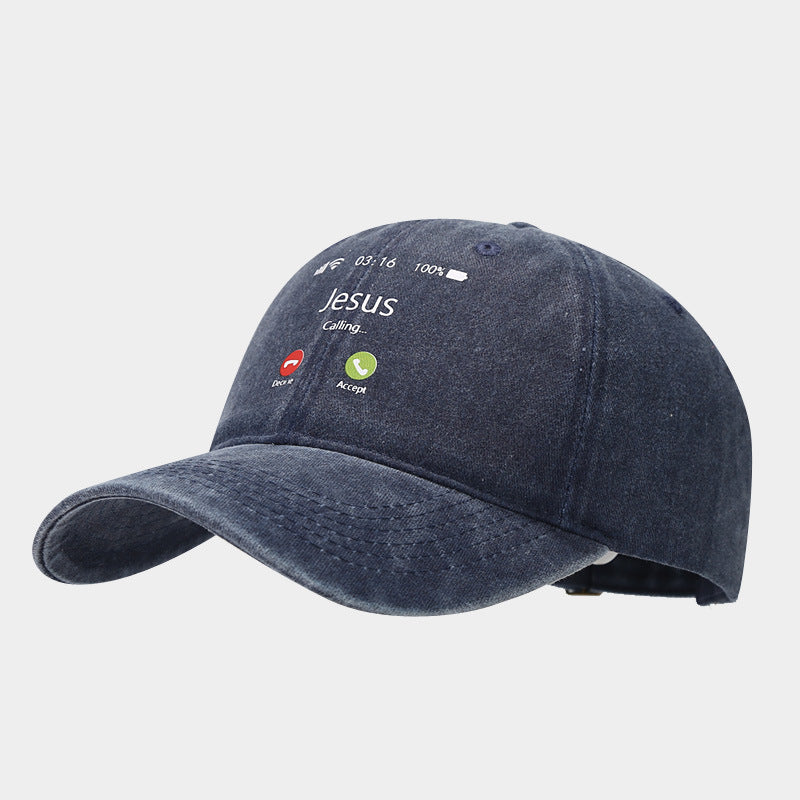 Wholesale Phone Answering Pattern Soft Top Cotton Baseball Cap