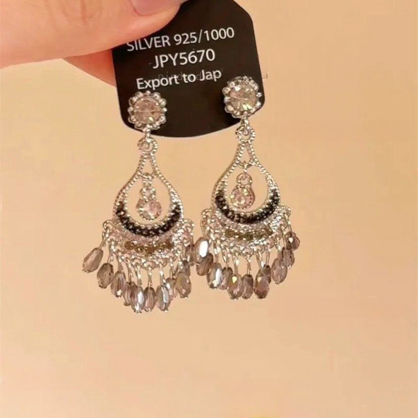 Wholesale New Chinese style beaded tassel retro earrings