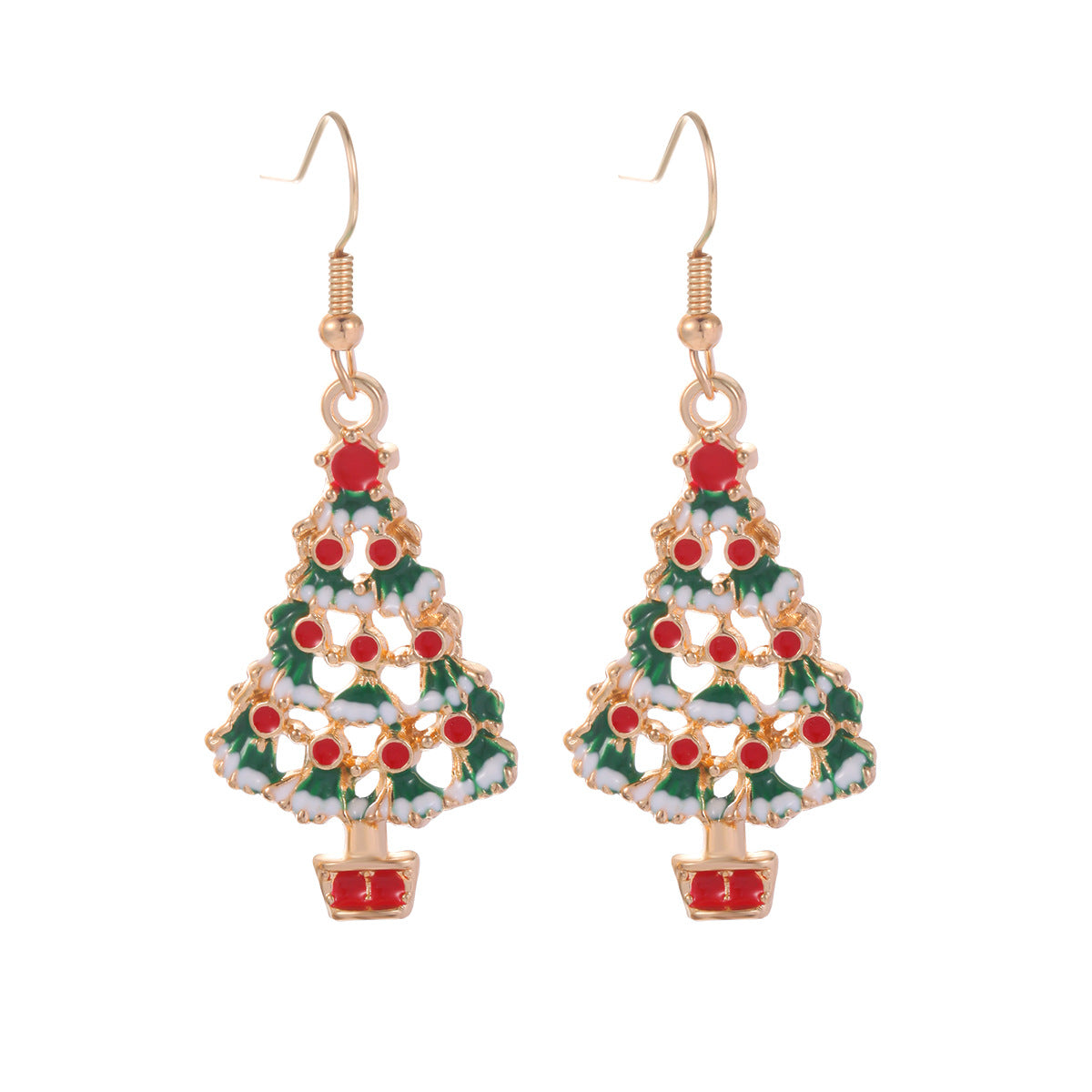 Wholesale Christmas Series Fashion Alloy Christmas Tree Old Man Bell Elk Candy Cane Earrings