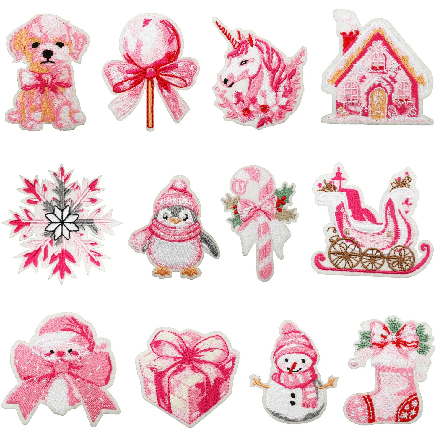 Wholesale Christmas Cartoon Dog And Penguin Embroidery Patch For Clothing And Hat Decoration
