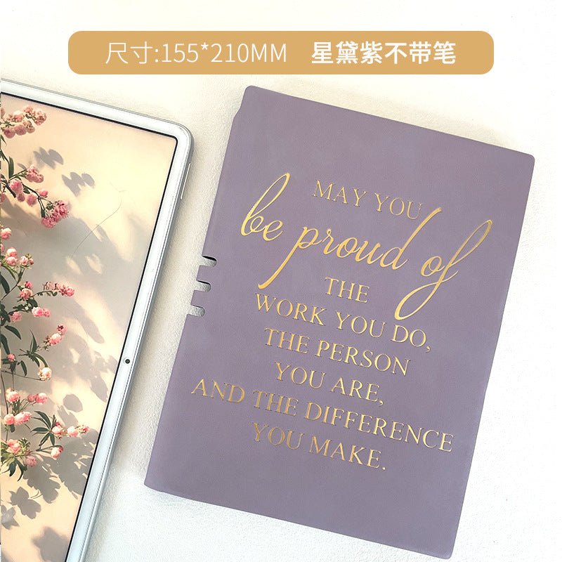 Wholesale ncentive Notebook with Pen Insertable Simple Leather-Covered High-Value Handbook Notepad