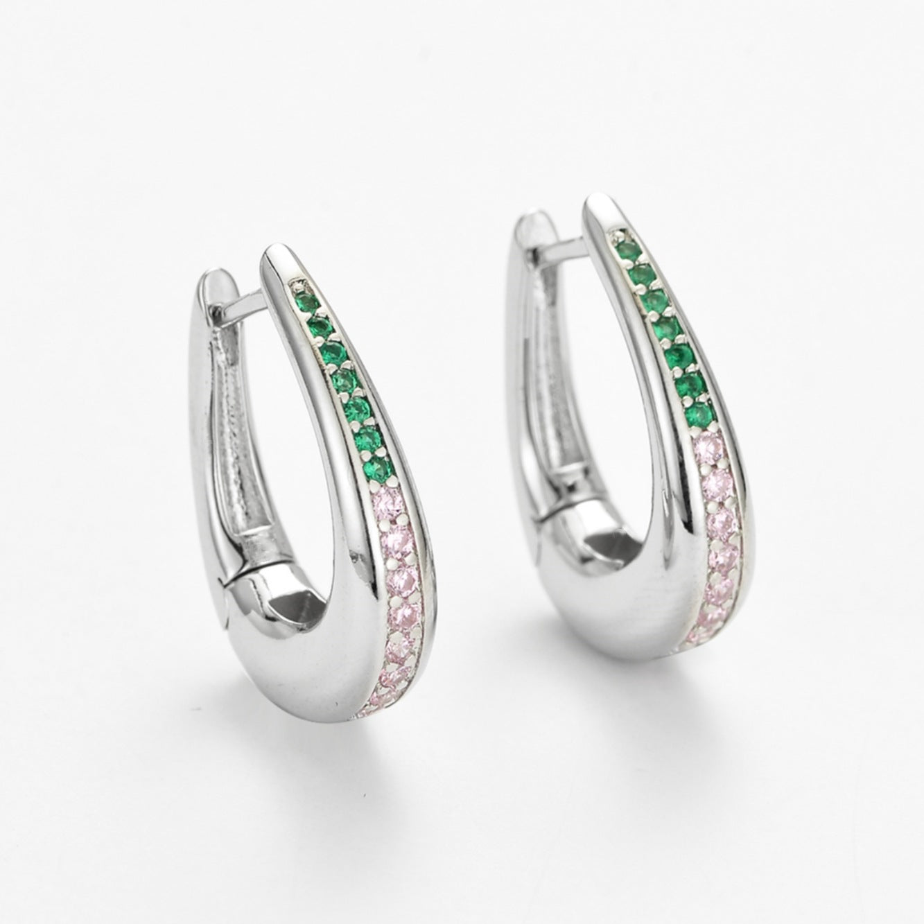 Wholesale Niche Zircon Slab Diamond U-Shaped French Teardrop Earrings