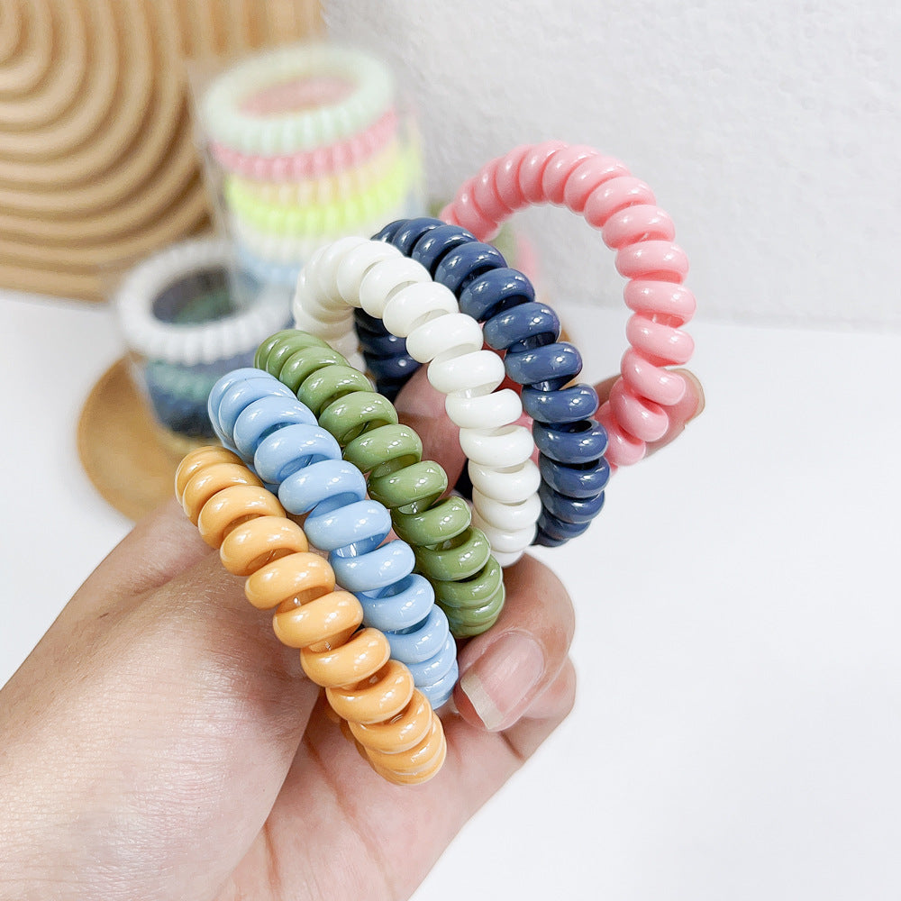 Wholesale Telephone Cord Rainbow Color High Elasticity Plastic Hair Ties