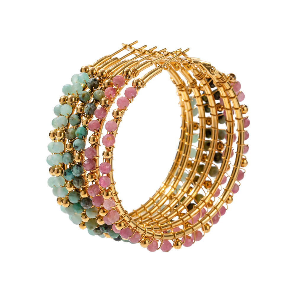 Wholesale Vintage Crushed Stone Stainless Steel Earrings