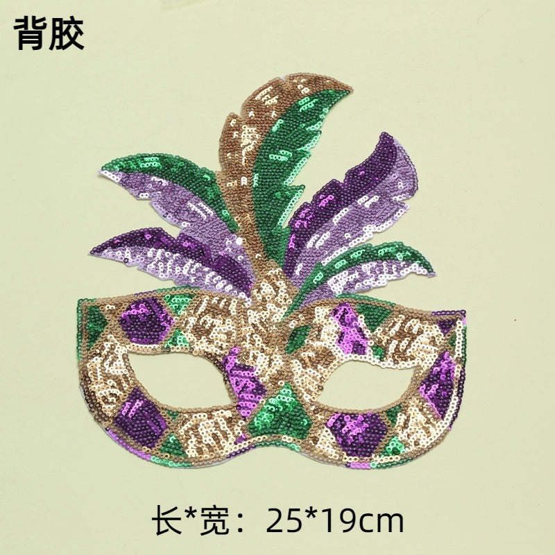 Wholesale Sun mask spaceship pattern sequin embroidery DIY Patches